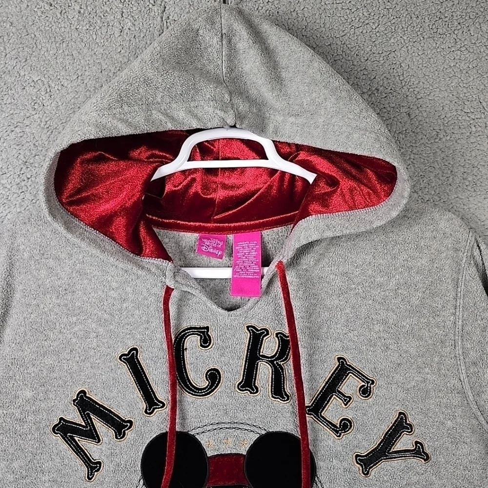 Disney Official Vintage Retro Mickey Mouse Grey Fleece Hoodie Womens 2XL - Picture 2 of 16